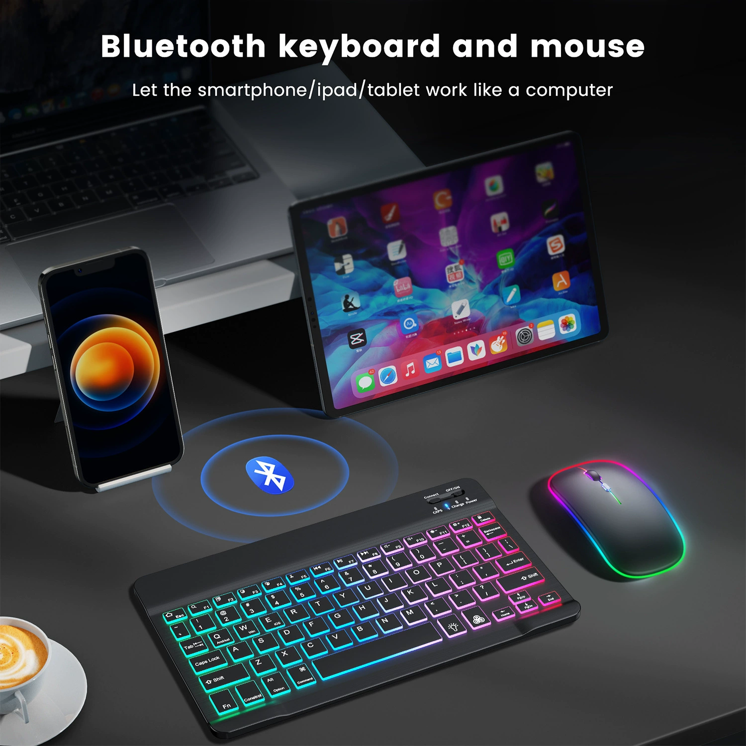 Совместимый планшет/ноутбук, клавиатура и мышь, набор, Bluetooth, 10"