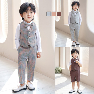 Children's Vest Set Spring and Summer Children's Performance Clothes Boys' Suit Baby One-year-old Flower Children's Wedding Dress Straps