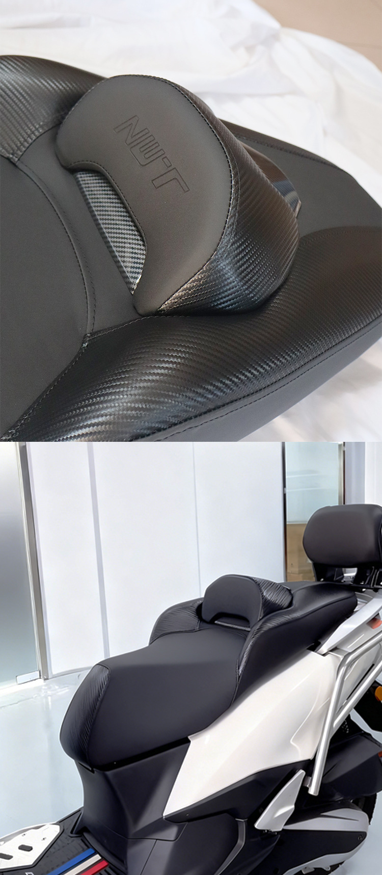 Suitable for Wuyang Honda Nwt150 Modified Motorcycle Leather Seat Cushion Assembly with Large Surround and Added Backrest, Waterproof