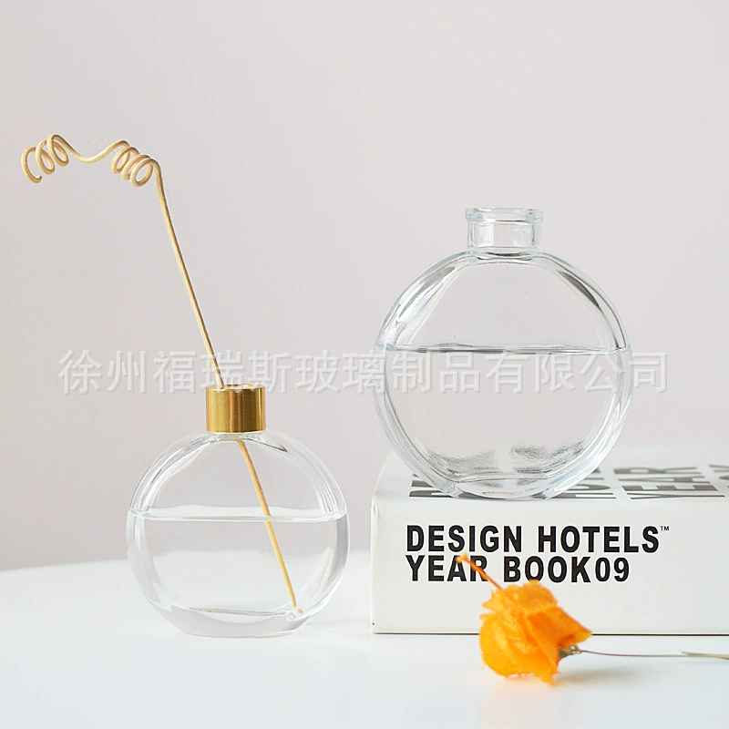 Новая сплюснутая стеклянная бутылка 50 мл/100 мл/150 мл Хрустальный белый материал непожарный флакон духов прозрачный рельефный флакон для ароматерапии