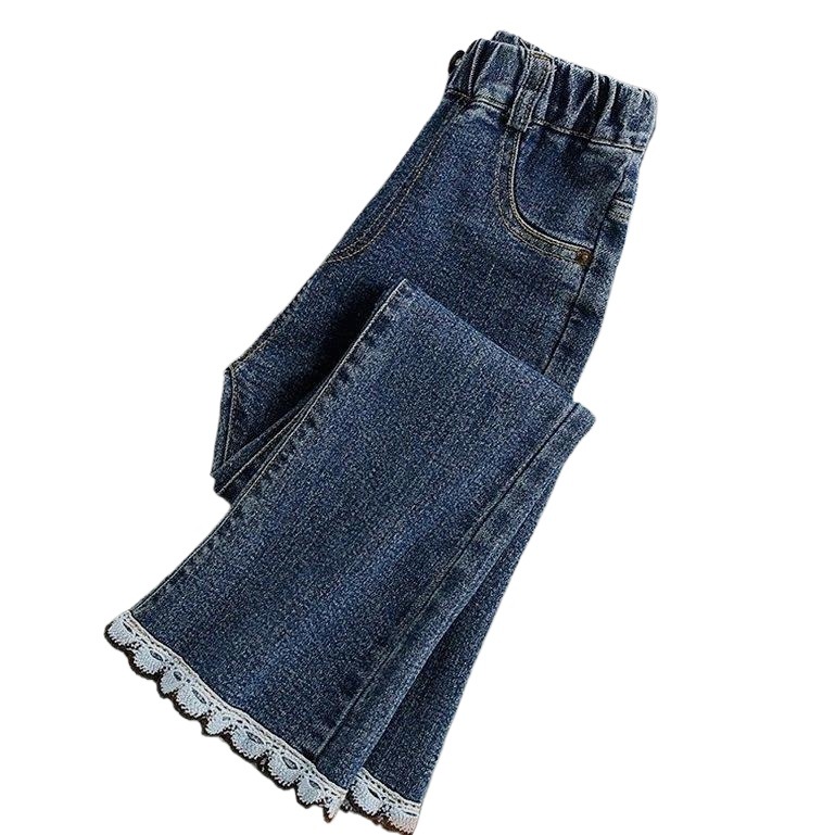 Jeans de niñas 2025 nuevo estilo de primavera y otoño para niños pantalones delgados de primavera para niños pequeños de moda