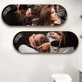 美发店墙面装饰画高级感发廊理发店挂画发型图片海报布置墙壁画