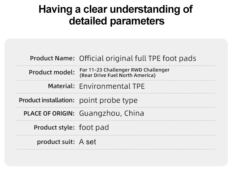 Suitable for 11-23 Dodge Challenger Challenger Car Floor Mats Full Tpe Floor Mats Cross-Border
