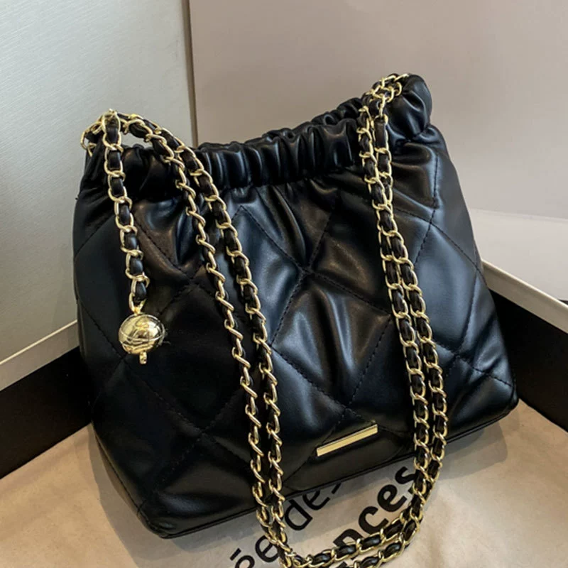 Shoulder bag summer one-shoulder, quilted diamond pattern with chain strap, leisure style