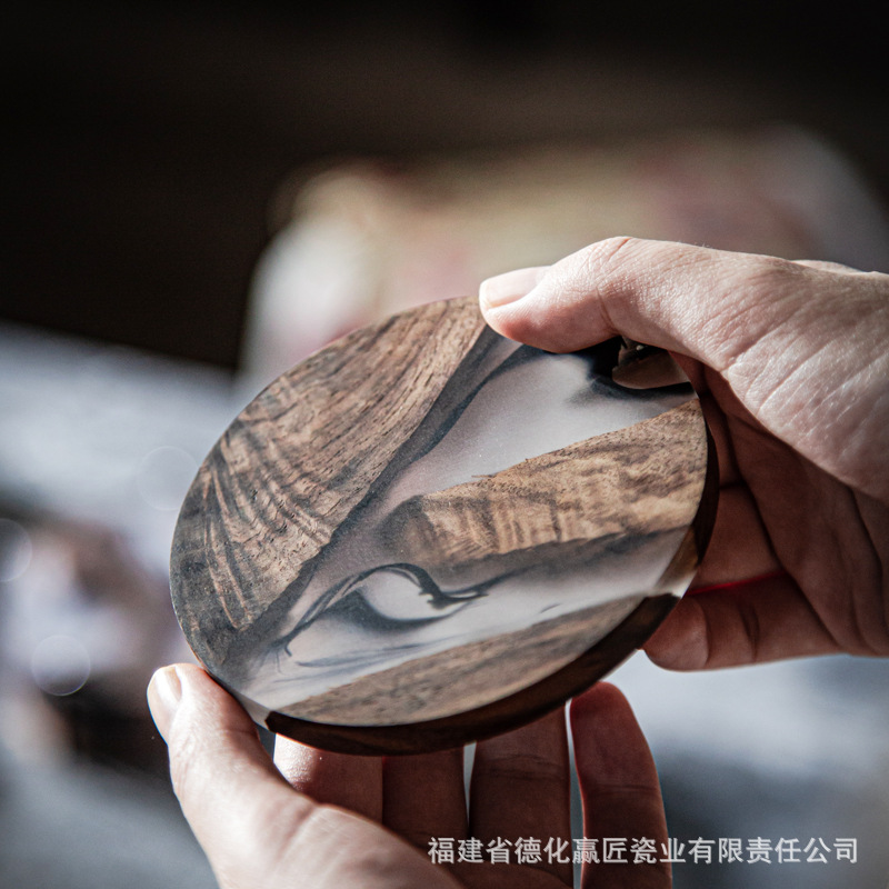 Taza de té de madera de nuez negra transfronteriza almohadilla de café aislante de calor almohadilla de té retro lujosa oficina doméstica