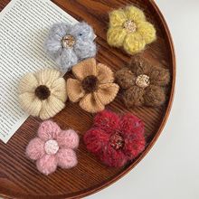 新款秋冬毛线花手工钩织可爱花朵DIY发圈箱包鞋帽童装辅料配饰