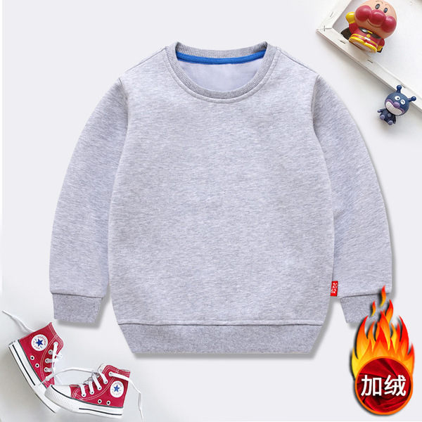 children's solid color demi-season warm sweatshirt with a round…