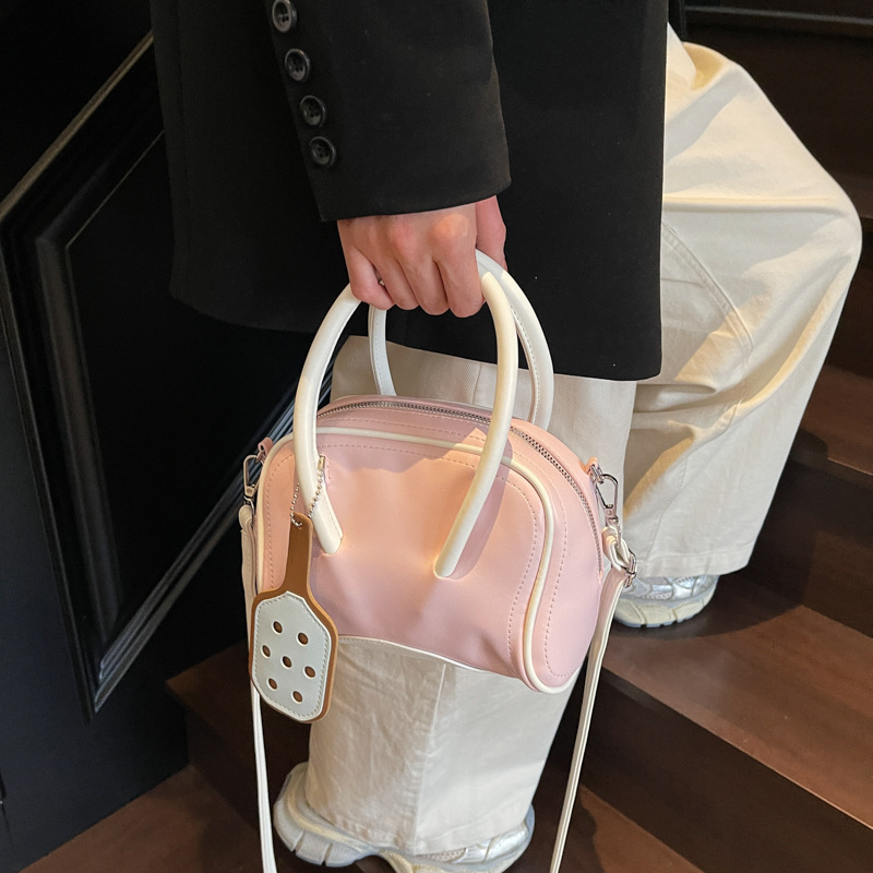 Borsa a mano casual da donna in stile baseball, elegante borsa a tracolla con blocchi di colore, versatile borsa estiva da pendolare_voghion.com