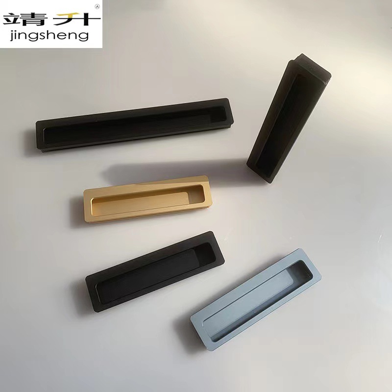 Space aluminum luxury cabinet clothes hook embedded black gray gold invisible hidden handle drawer recessed handle