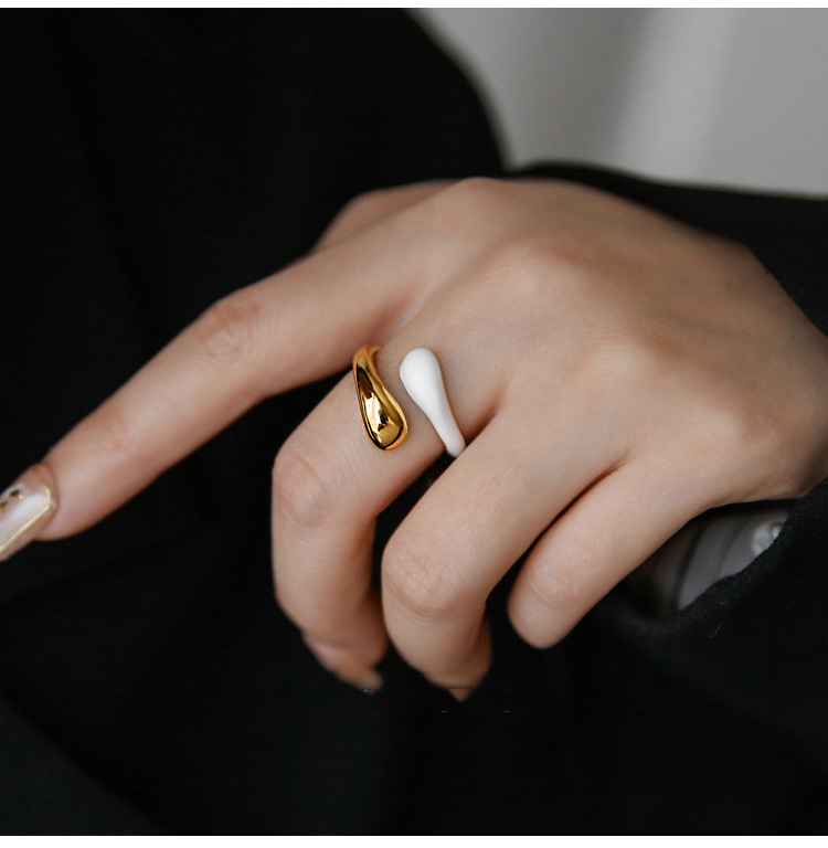 Real Gold Plated Plating Material Wholesale Jewelry Basic Modern Style Classic Style Geometric Water Droplets 304 Stainless Steel 18K Gold Plated Rings