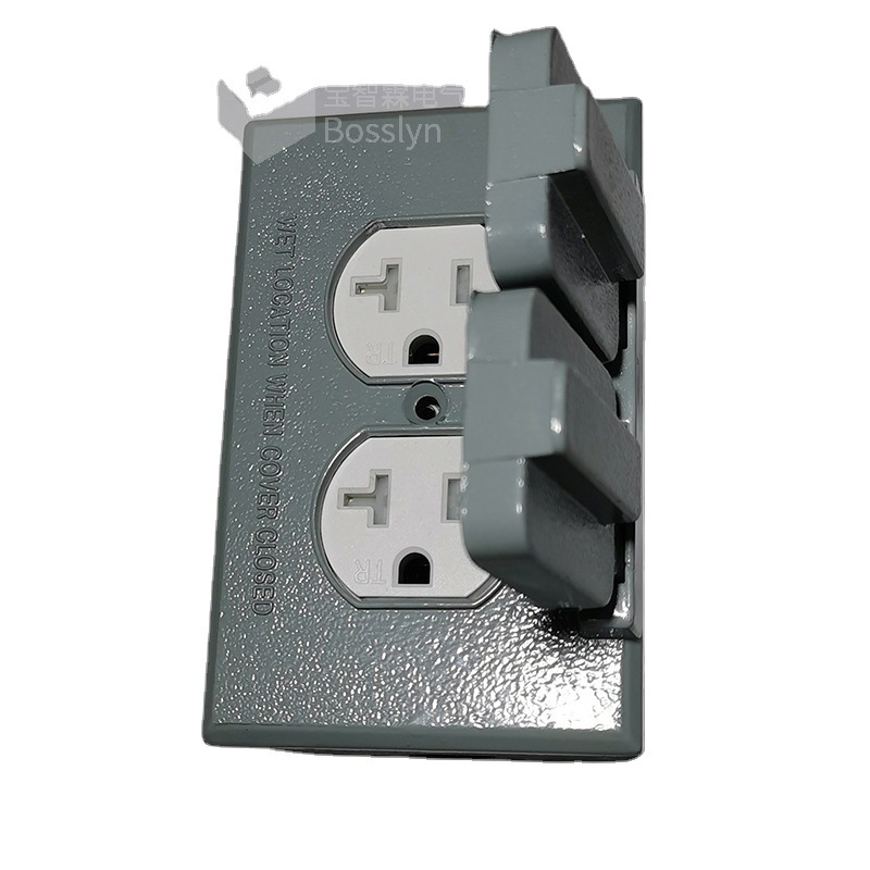 美标双联工业插座配套铝压铸底盒面板 美国加拿大户外防水插座