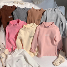 秋冬保暖打底衫儿童a类童装男童秋衣女童宝宝纯色半高领内衣上衣