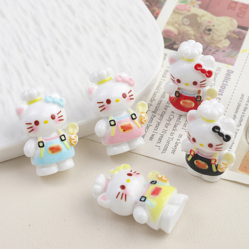 漫画 diy 樹脂アクセサリージュエリー立体シェフ子猫ヘアピン携帯電話ケース靴バックルキーホルダーペンダントアクセサリー|undefined