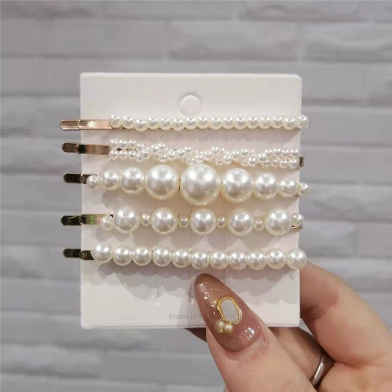 Trendy Pearl Hairpin Set, New Korean Style Handmade Bangs Clip, Side Clip, Hairpin for Girls, Hair Accessory for Stray Hair