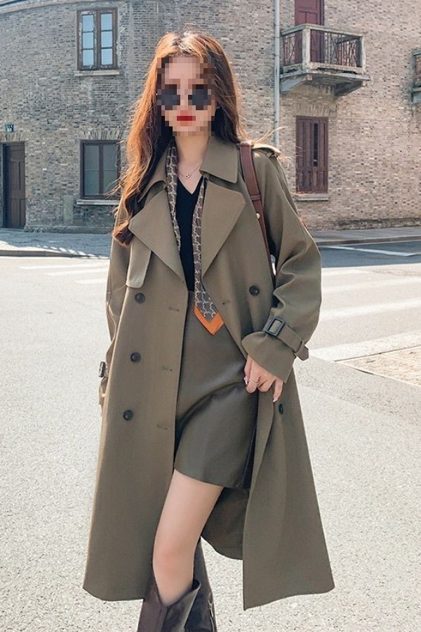 French Style Windbreaker Jacket for Women New Spring and Autumn Waist-Cinching Style Mid-Length Windbreaker for Women