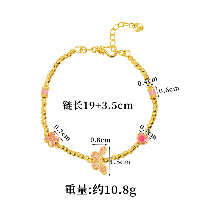 Pulseras de oro antiguo transfronterizas retro goteo de aceite polvo de sueño mariposa pulseras ligeras lujosas no se desvanecen joyas al por mayor