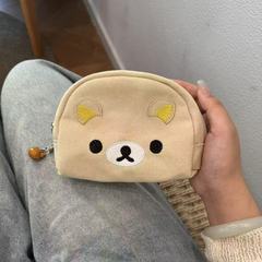 轻松熊零钱包带铃铛可爱毛绒卡包耳机包护垫收纳包包小香迷你包