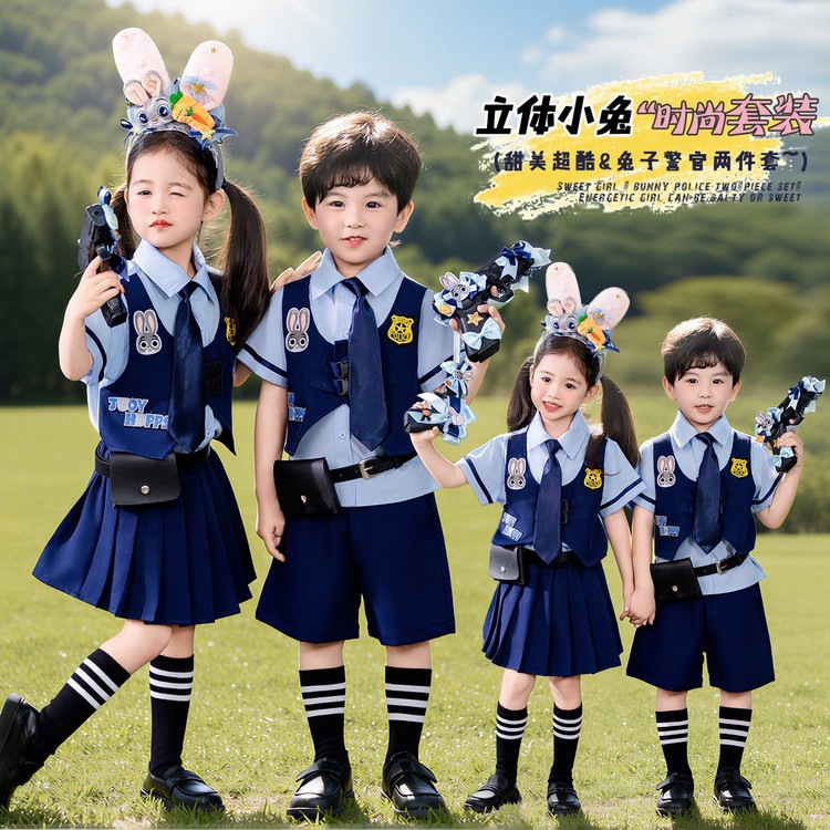 幼儿园校服班服兔子警官cos服男.女童疯狂动物城舞台装演出服套装
