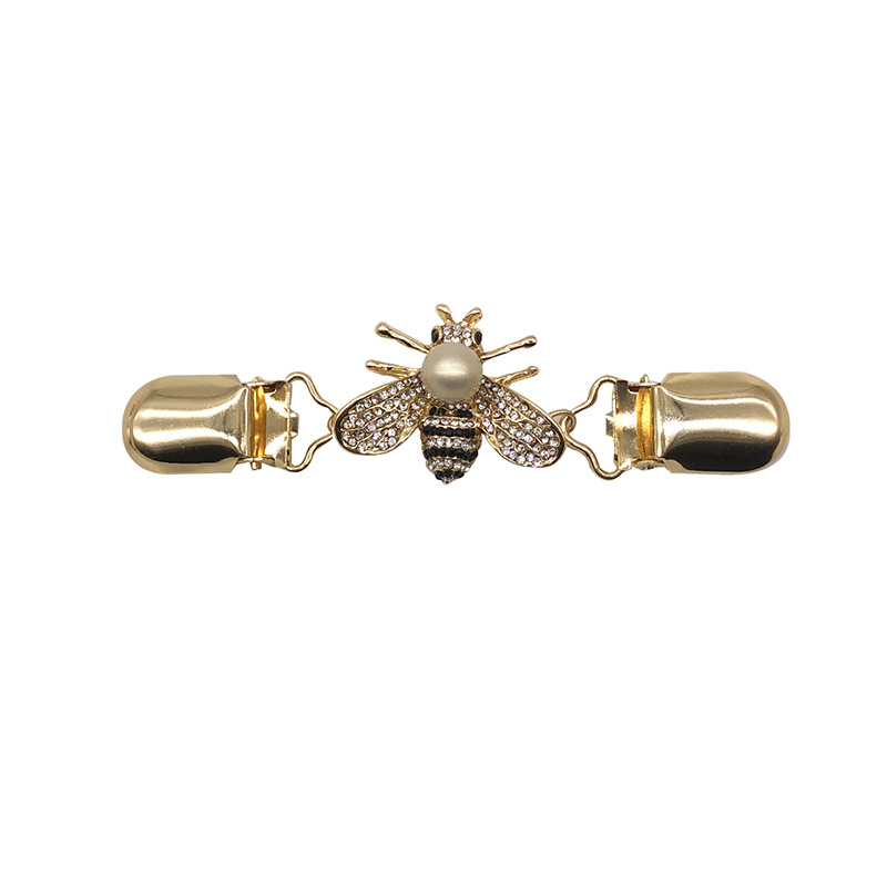 Cross-Border New Sweater Clip Bee Enamel Brooch High-End Pearl Cardigan Silk Scarf Button Women's Suit Scarf Pendant