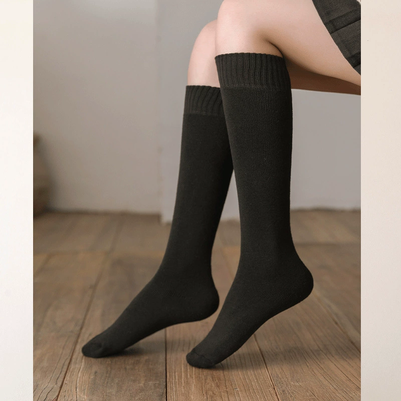 Женские носки, осенне-зимние носки выше колена, теплые тонкие носки для ног с микро-давлением, без костей, универсальные черные носки до бедра JK
