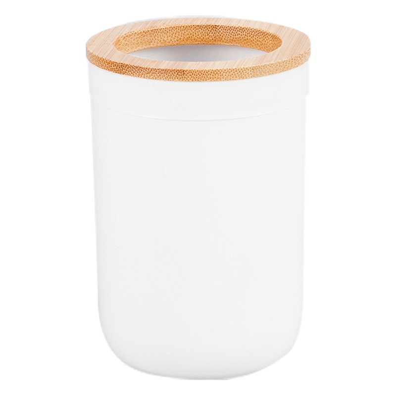 Tapa de bambú titular de cepillo de dientes taza de lavado de plástico enjuague bucal titular de la taza de baño estante de almacenamiento de pasta de dientes estante de almacenamiento de cepillo de dientes