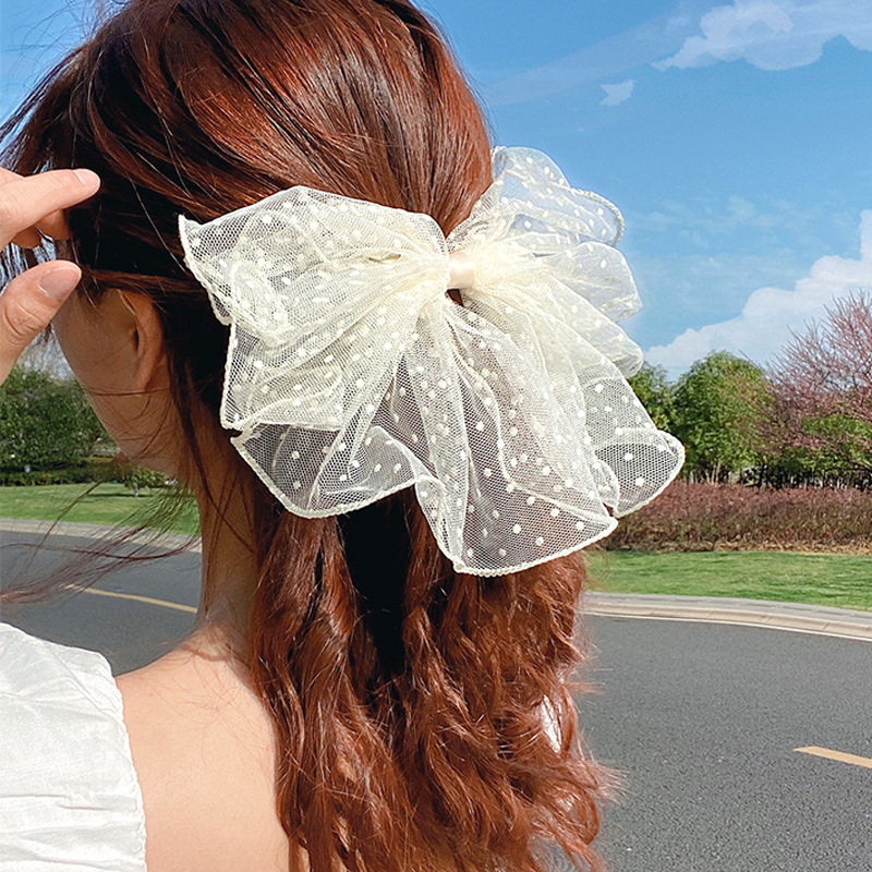 Nueva primavera y verano negro malla arco grande horquilla internet celebridad ins clip superior accesorios para el cabello super hada espalda cabeza chica accesorios para el cabello