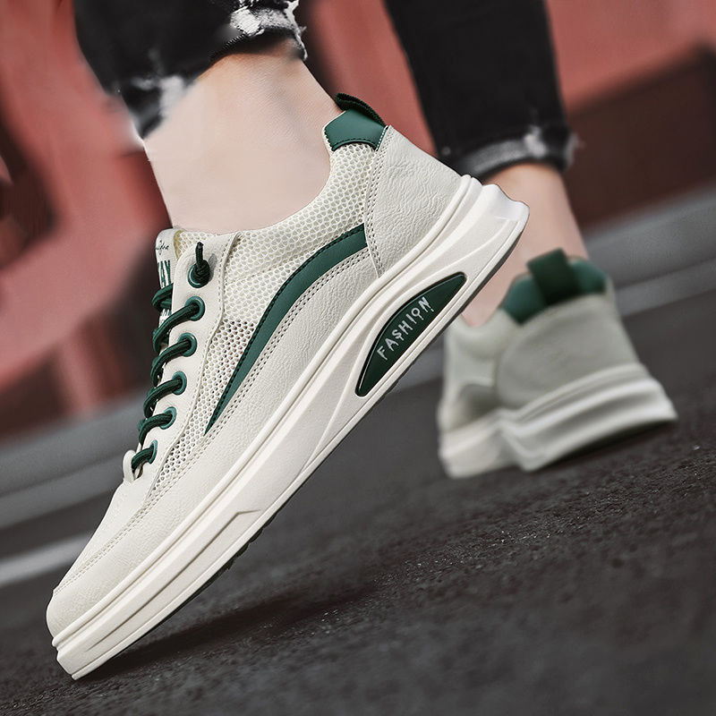 Casual Running Sneakers For Men Breathable White Mesh Trainers_voghion.com
