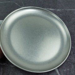 Vintage Korean-style barbecue plate, stainless steel round plate with an antique snow silver and light fragrance shallow plate, single-layer thick round plate