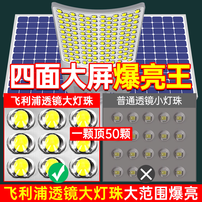 Luz de calle solar, luz exterior, luz de hogar LED de alta potencia súper brillante de 6 m, luz de carretera, luz de jardín, luz de linterna