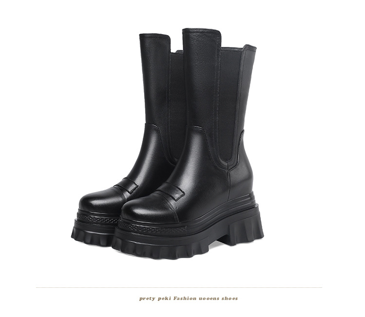 Boot nữ cổ thấp đế dày đế xốp thời trang dễ phối — Màu đen lót nhung chi tiết 10