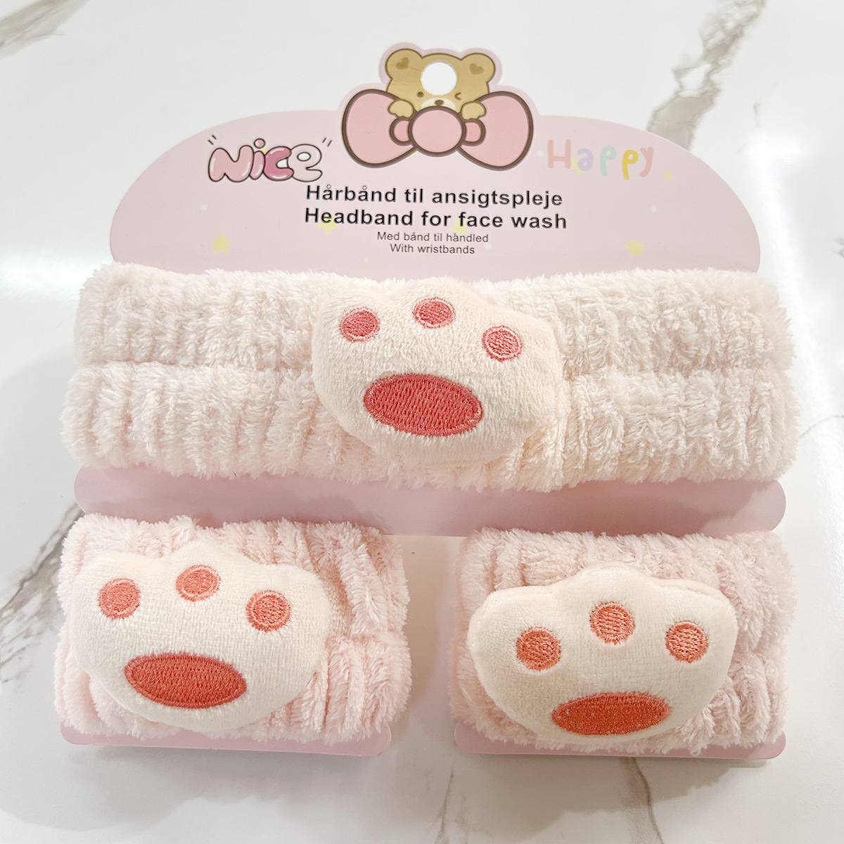 Banda de cabello de moda con tarjeta de papel dulce decoración de animales pequeños de peluche de lavado banda de cabello de dibujos animados correa de muñeca tridimensional