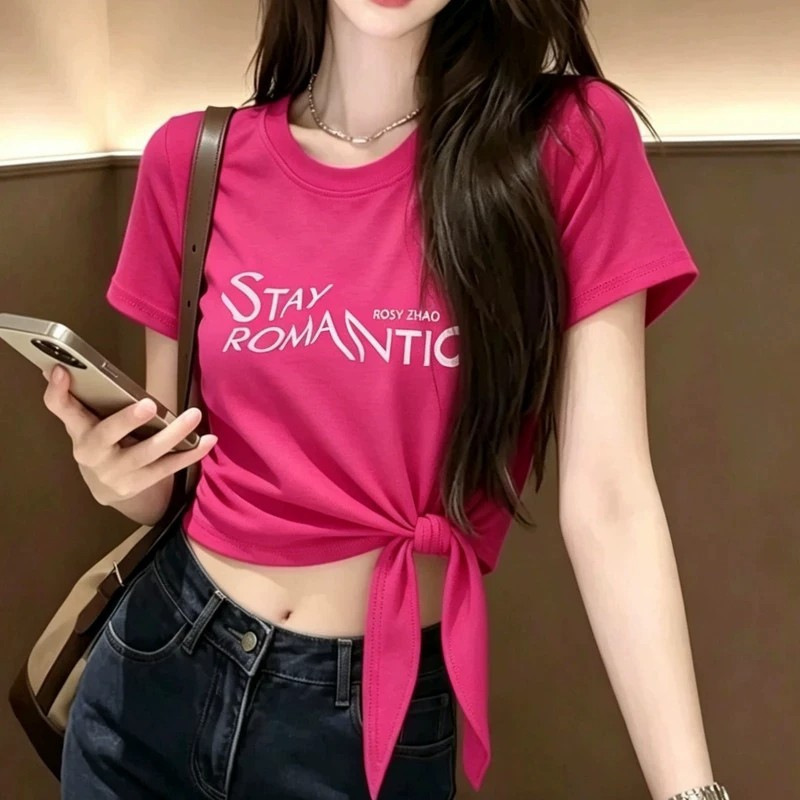 [Celebrity Style] Short-Sleeve T-Shirt for Women, Summer 2026 New Model, Petite Loose Fit, Slimming, Versatile, Beautiful Top