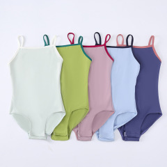子供ダンス服サスペンダーバレエワンピースボディスーツ女の子トップス夏体操服グリーングレーディング練習服