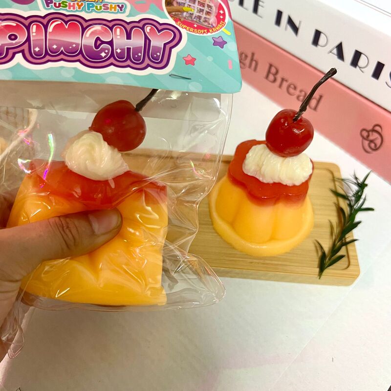 模擬キャラメルプリンピンチチェリーQ弾性2色プリン減圧おもちゃTPRソフトグルー完食ゼリーおもちゃ|undefined