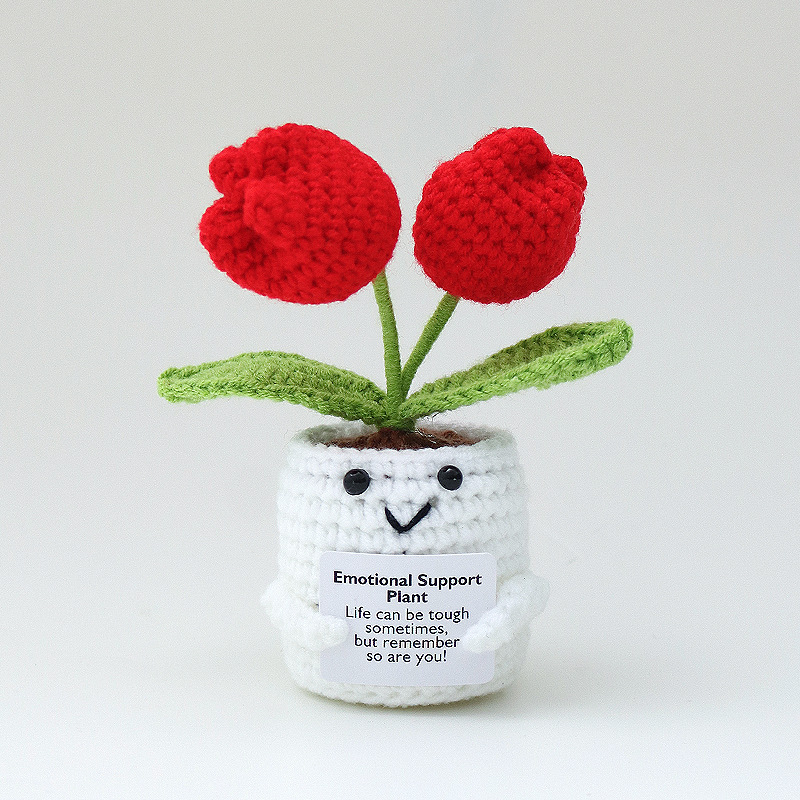 튤립 더블 플라워 차이니즈 레드 69 버드 그린 리프 No. 48 68 표백 화분