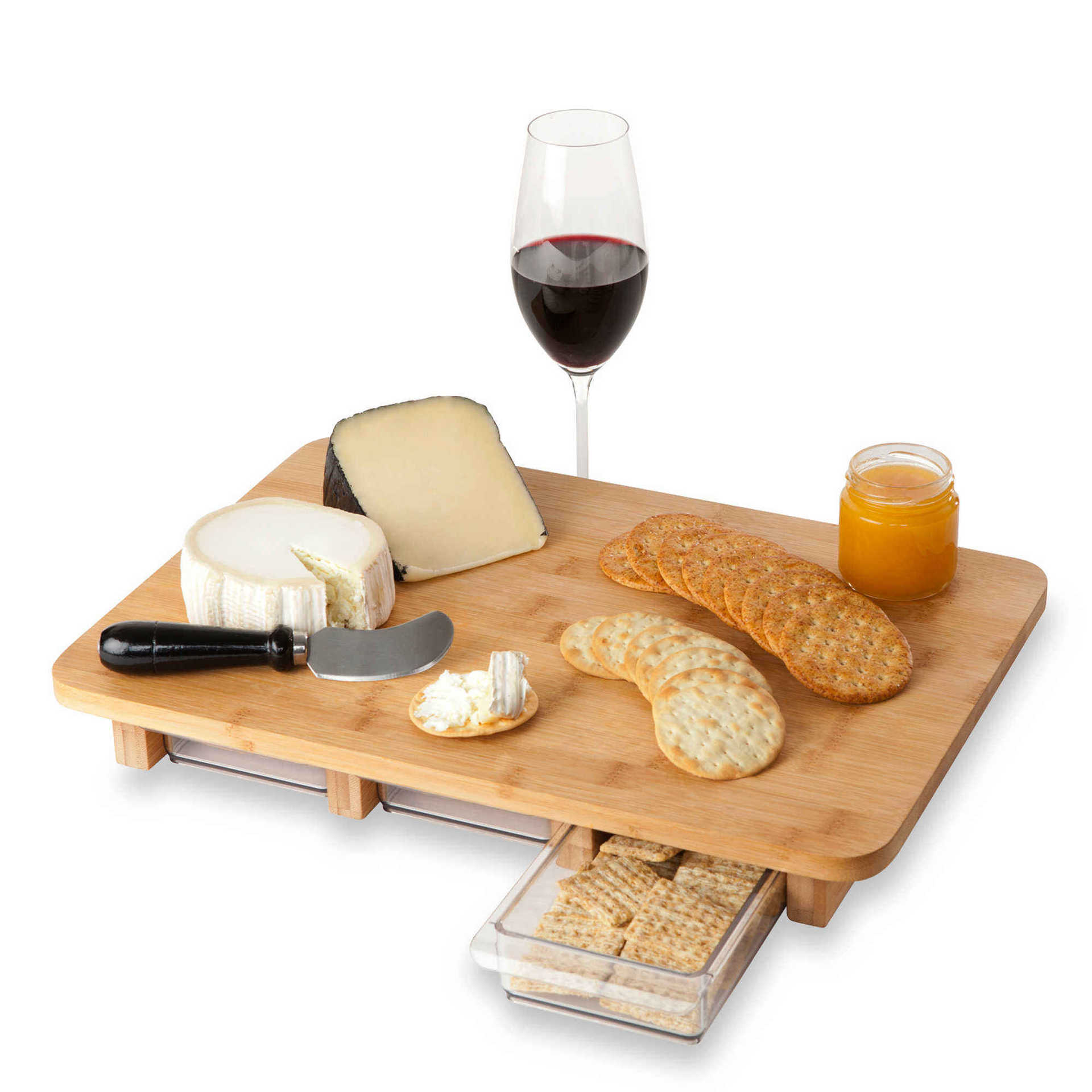 Tabla de cortar de bambú con ranura de agua que fluye, tabla de cortar de verduras de cocina multifuncional con piernas y caja de almacenamiento tabla de verduras de bambú