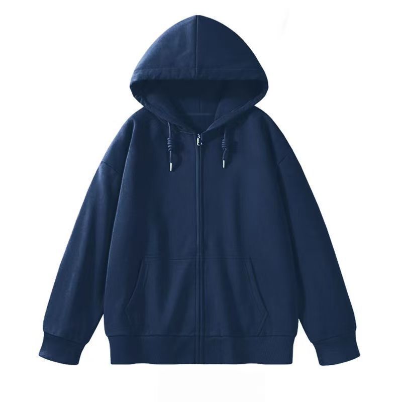 美式复古重磅连帽卫衣女春秋oversize薄款外套宽松慵懒风开衫上衣|undefined