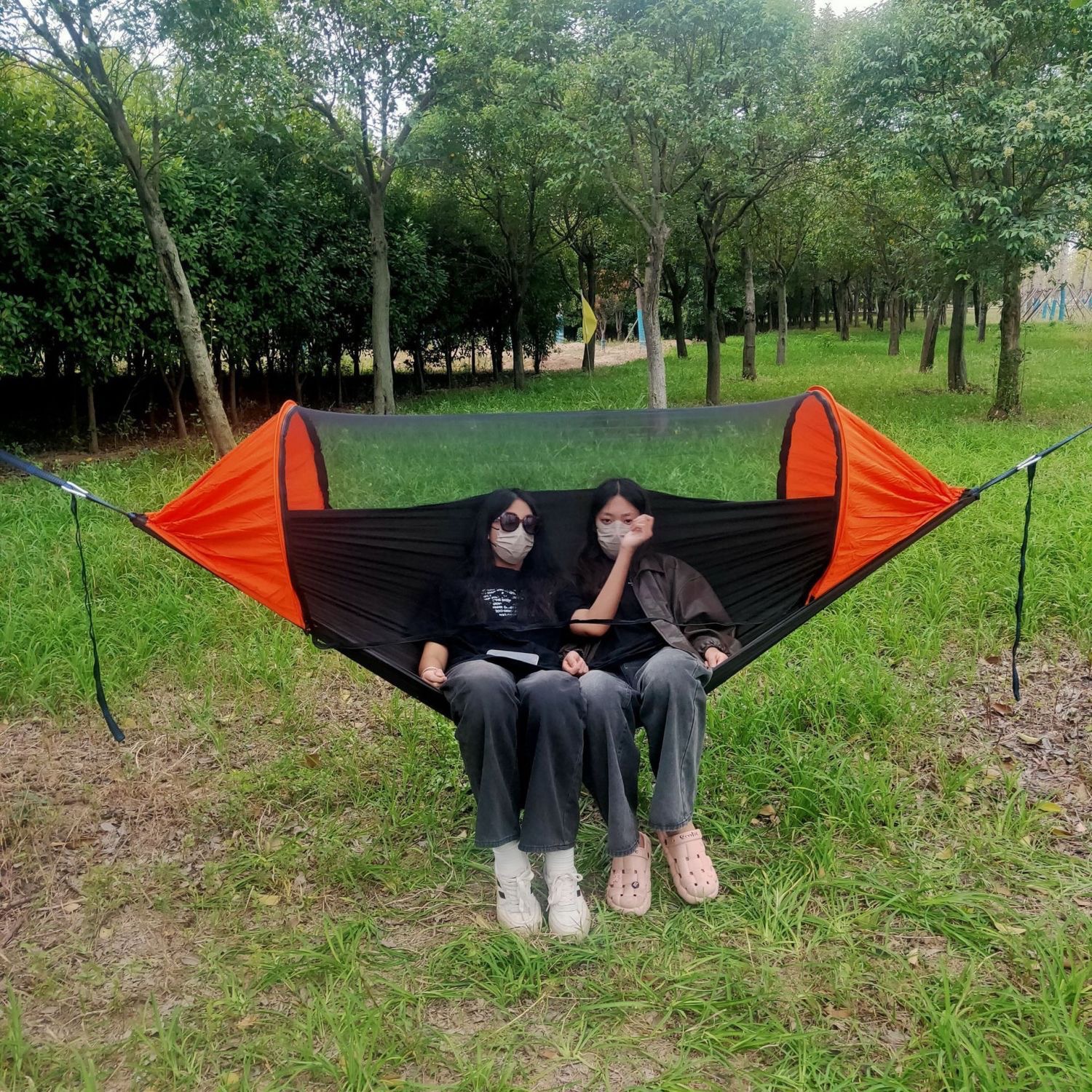 Automático de apertura rápida con mosquiteros hamaca al aire libre simple y doble tela de nylon barra de campamento anti-mosquitos tipo de suspensión image 5