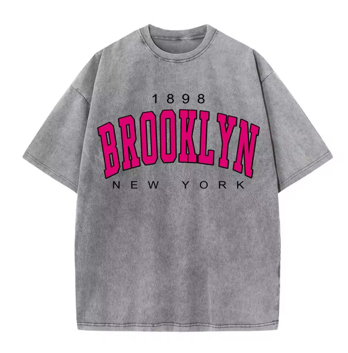 Europa y América hiphop marca de moda hacer vieja camiseta de manga corta de mujer grande suelta oversize lavado impresa blusa de algodón