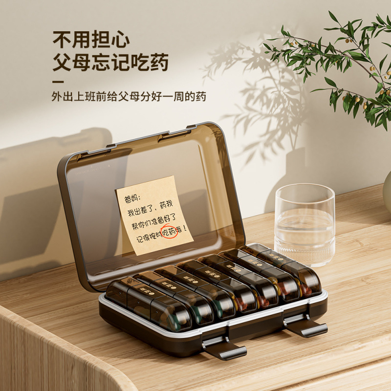 和風ピルボックス、週7日薬ディスペンサー、薬リマインダー、携帯用薬小箱、1日3食|undefined