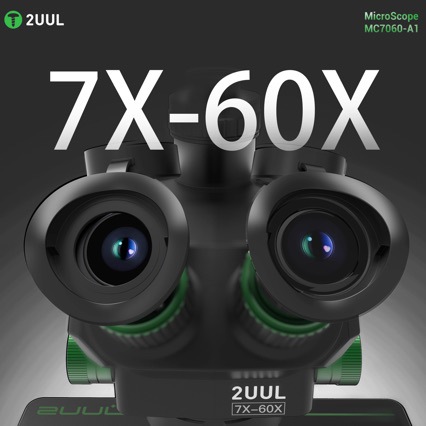 2UUL MC7060 - A1 microscopio de precisión para el mantenimiento de teléfonos móviles de tres ojos 7 - 60 microscopio multifuncional de tres ojos
