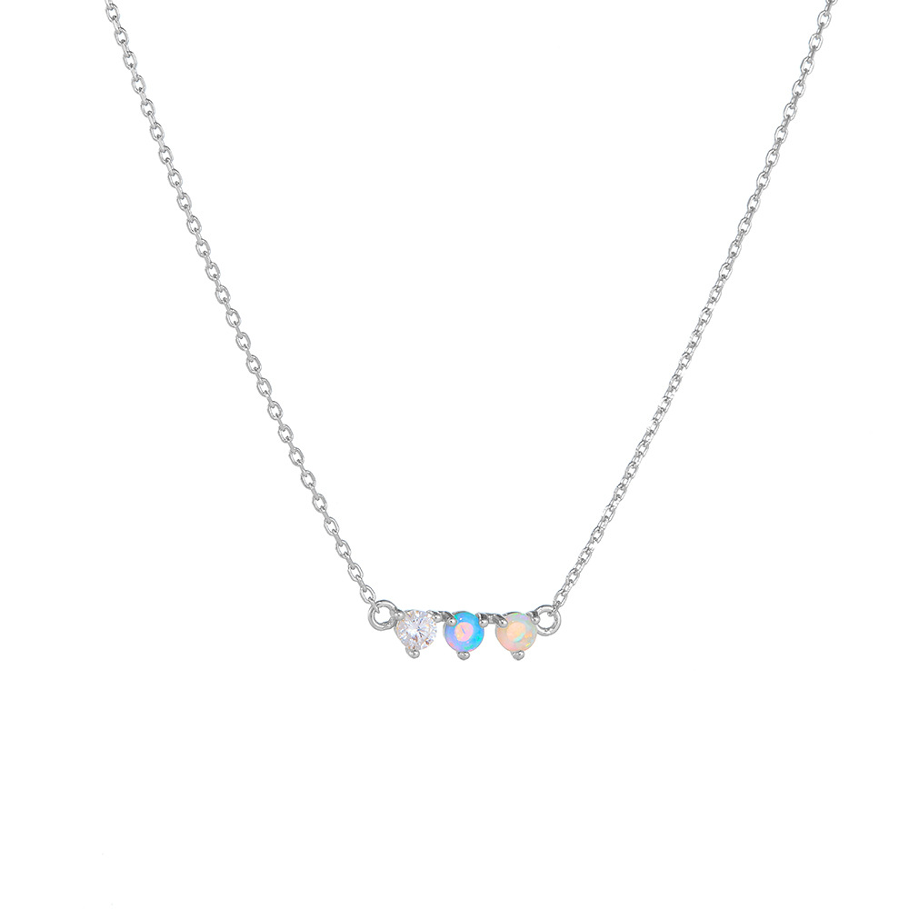 Simple Style Style 925 Sterling Silver Round Opal Necklace