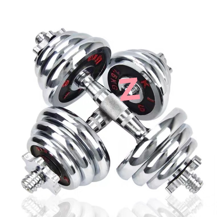 Pure Iron Electroplated Dumbbell Men's Fitness Home 15kg 20kg Adjustable Fitness Barbell Set