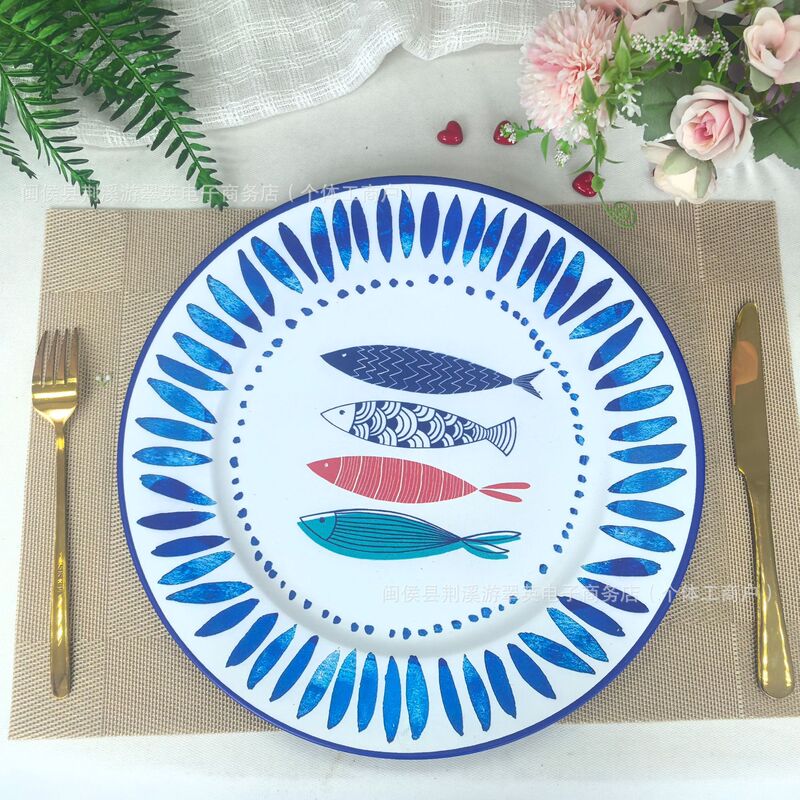 Cross-Border Charger Plates Spring and Summer Series Flower-Decorated Plates Hotel Wedding Party Mats Factory Direct Delivery