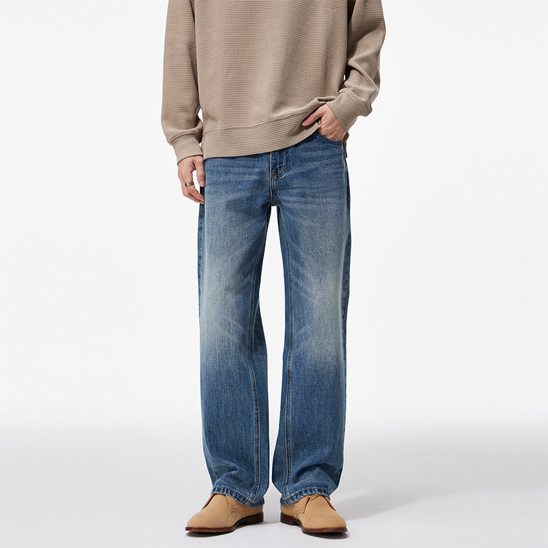 2025 Autumn and Winter New Clanfit Straight Loose Fit Quality New Non-Elastic Wide-Leg Denim Pants for Men 2025 Autumn and Winter New Clanfit Straight Loose Fit Quality New Non-Elastic Wide-Leg Denim Pants for Men