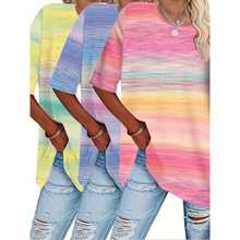 E 35232 Gradient print plus size women's short sleeve ����ӡ