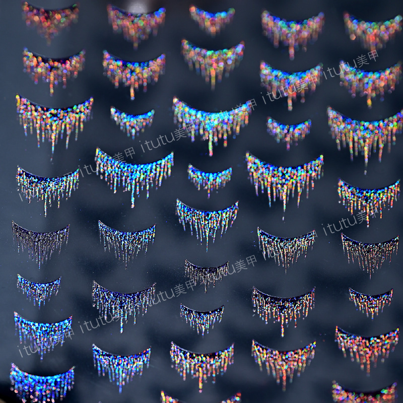 Artículo de uñas nuevo pegatinas de estampado de oro brillante estampado de uñas estampado de oro años de polvo láser estampado de plata bordilla al por mayor