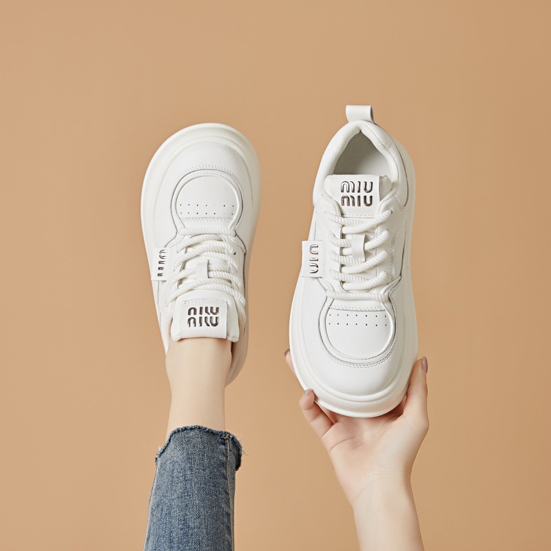 Popular Versatile Thick-Soled White Shoes for Women 2025 New Summer White Casual Sneakers Bread Shoes Breathable Sports Shoes