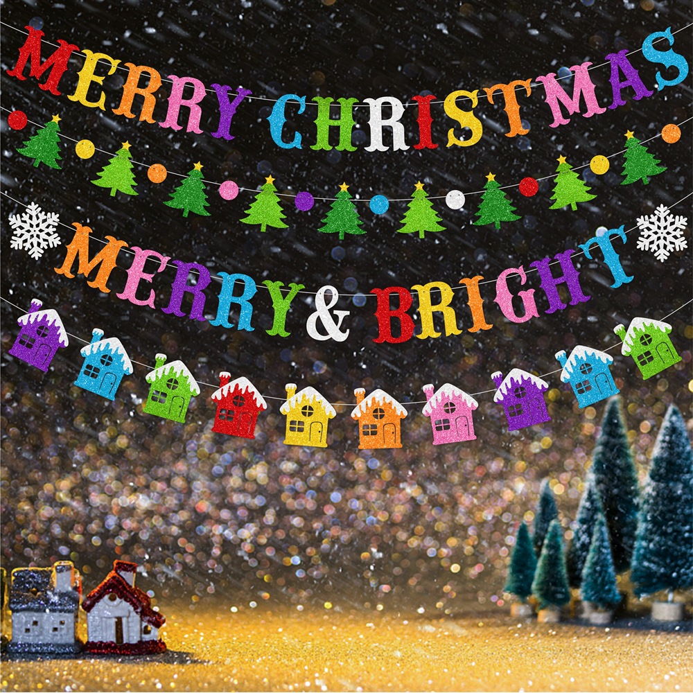 Amazon Navidad decoraciones de bandera de color bandera de bandera de bandera de Navidad decoración de fondo diseño de escena