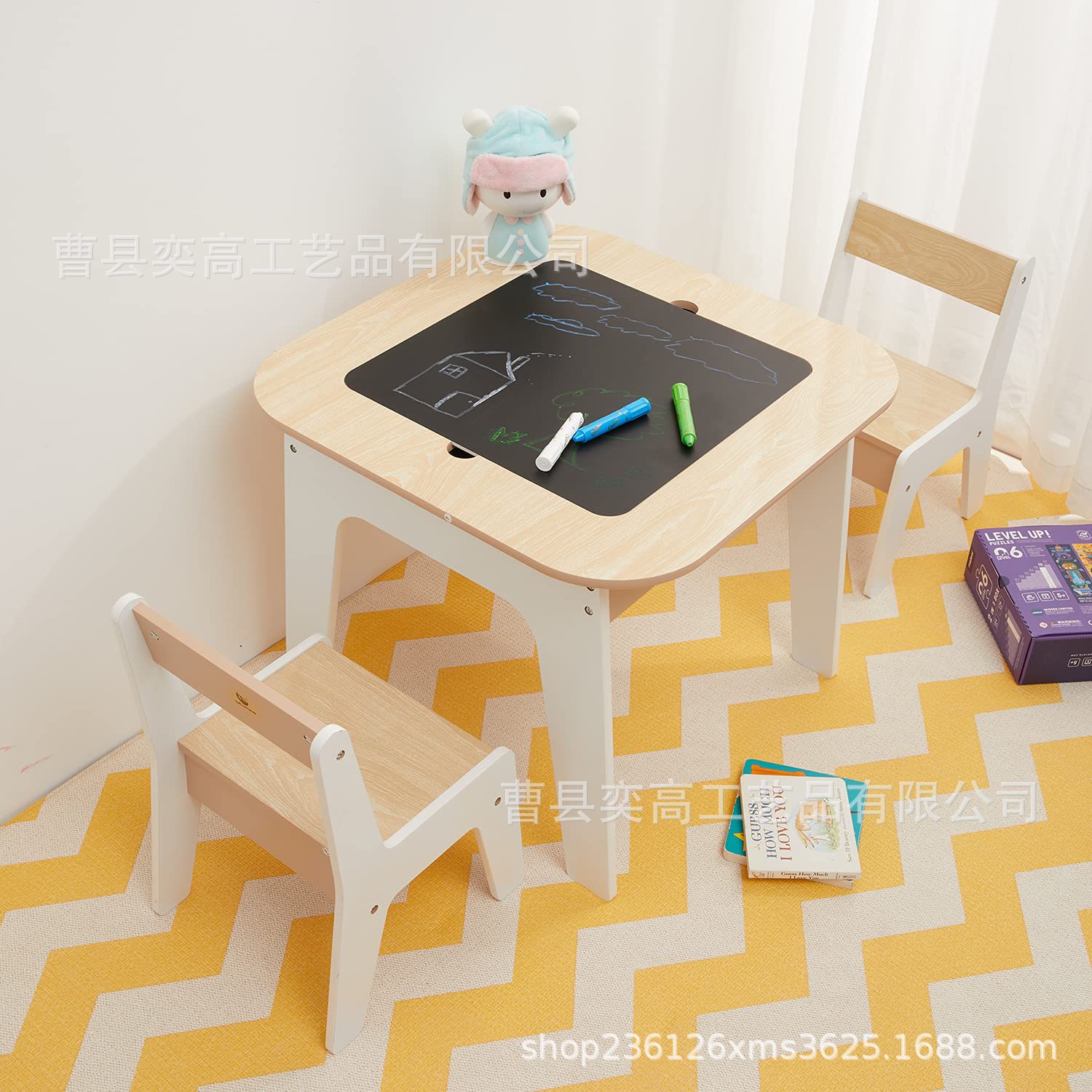 Wooden Kidsren's Table and Chair Set Learning Table Toy Table Writing Table and Chair Kindergarten Table Home Table and Chair Painting Stand